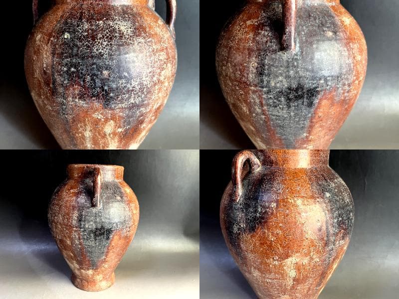 壷■古い飴釉耳付き立ち壺 花瓶 オブジェ 須恵器 古玩 唐物 時代物 骨董品■