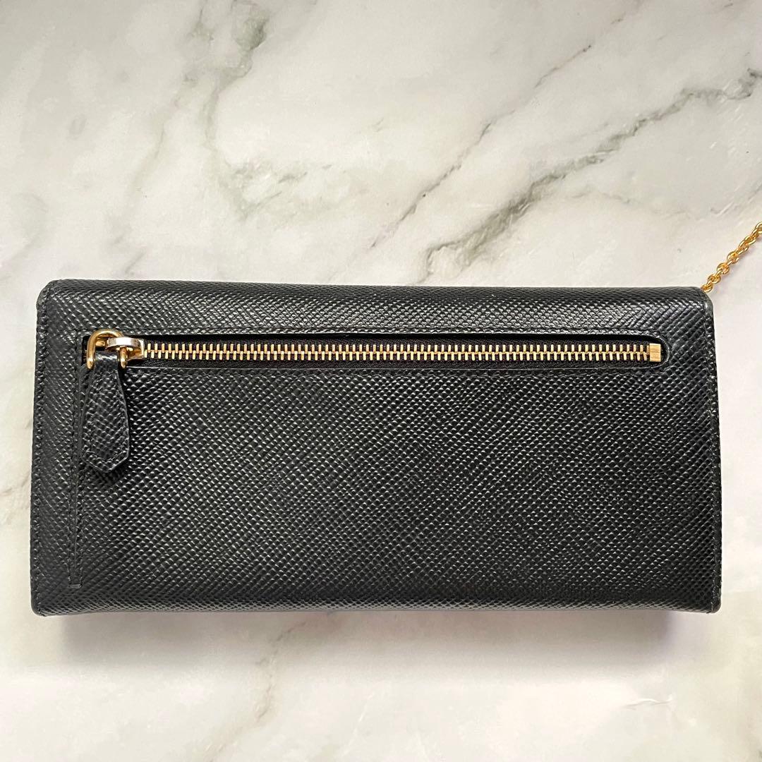 PRADA プラダ サフィアーノ 長財布 フラップ　2つ折り　極美品0119-①