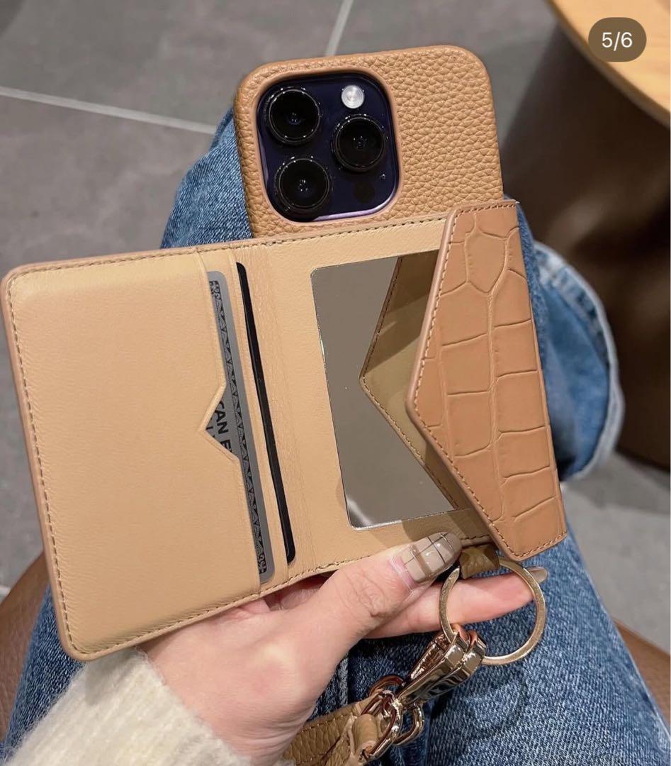 iPhone16pro ケース リップケース・ストラップ付き　ボナベンチュラ