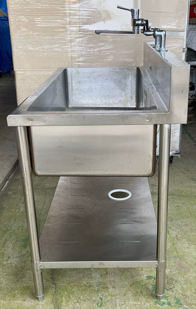 サンウェーブ 業務用ステンレス製1槽式シンク P-1S-126 水栓付き