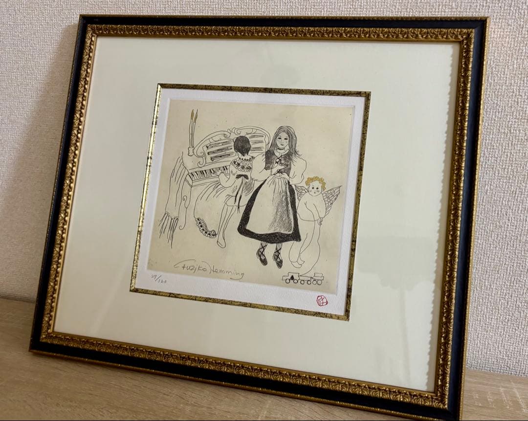 【フジ子・ヘミング 】 サロンコンサート 銅版画(真作) フレームあり