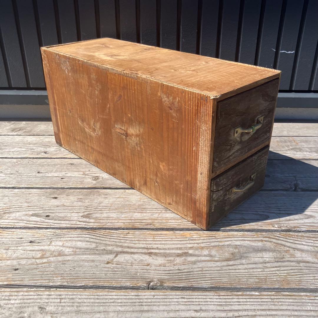 昭和レトロ アンティーク 古家具 道具箱 木製チェスト 2段 ミニ箪笥 タンス