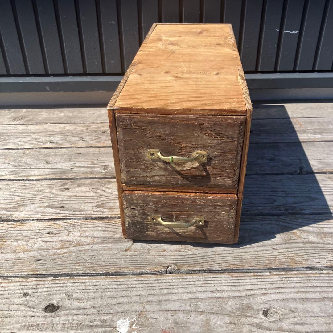 昭和レトロ アンティーク 古家具 道具箱 木製チェスト 2段 ミニ箪笥 タンス