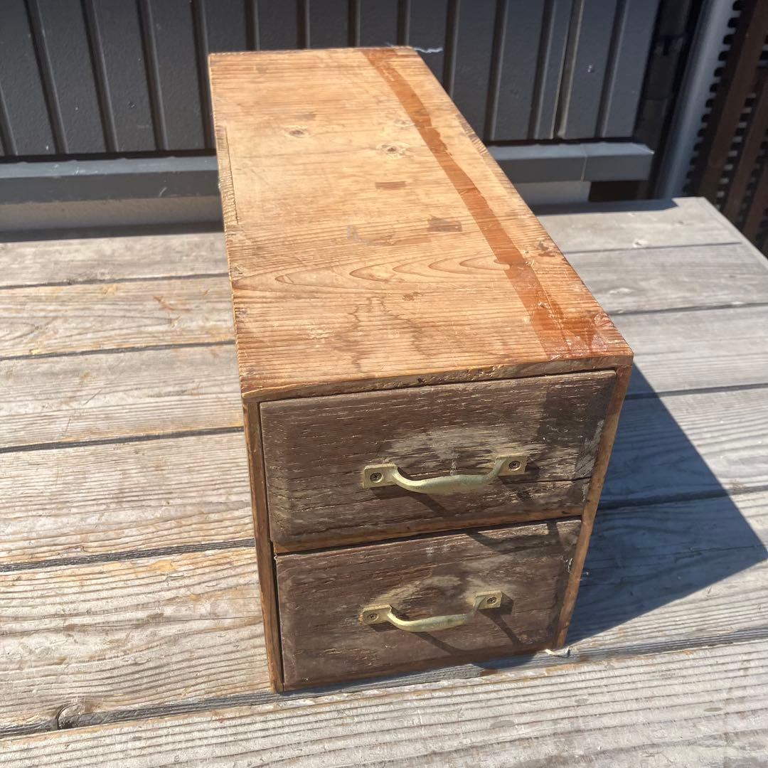 昭和レトロ アンティーク 古家具 道具箱 木製チェスト 2段 ミニ箪笥 タンス