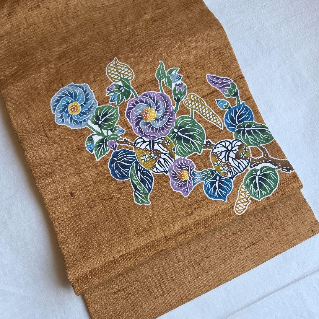 本場琉球紅型染　知念積元　紬名古屋帯