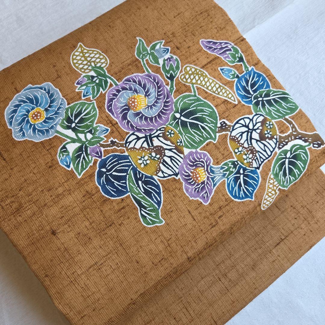 本場琉球紅型染　知念積元　紬名古屋帯