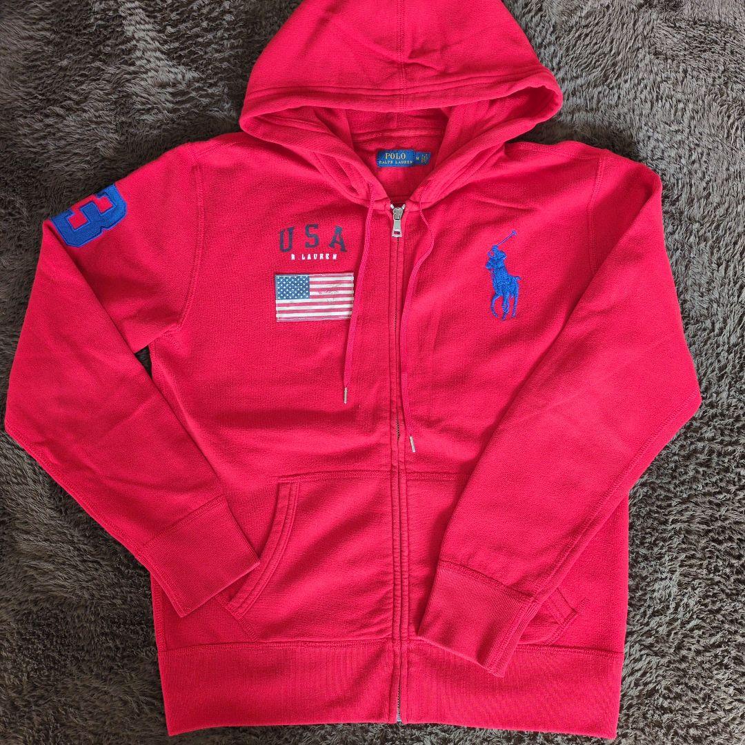 Polo Ralph Lauren 赤 M USA国旗パーカー