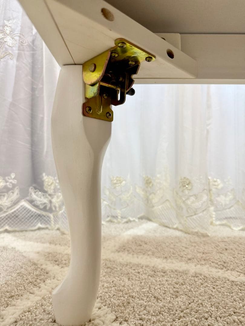 こたつ 120×75 ホワイト 猫脚 折れ脚