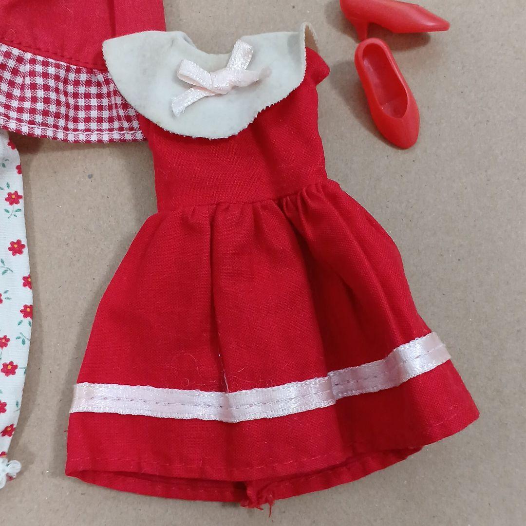 【専用】リカちゃん  赤いコーデ  昭和レトロ  ワンピース  靴とバッグ付き