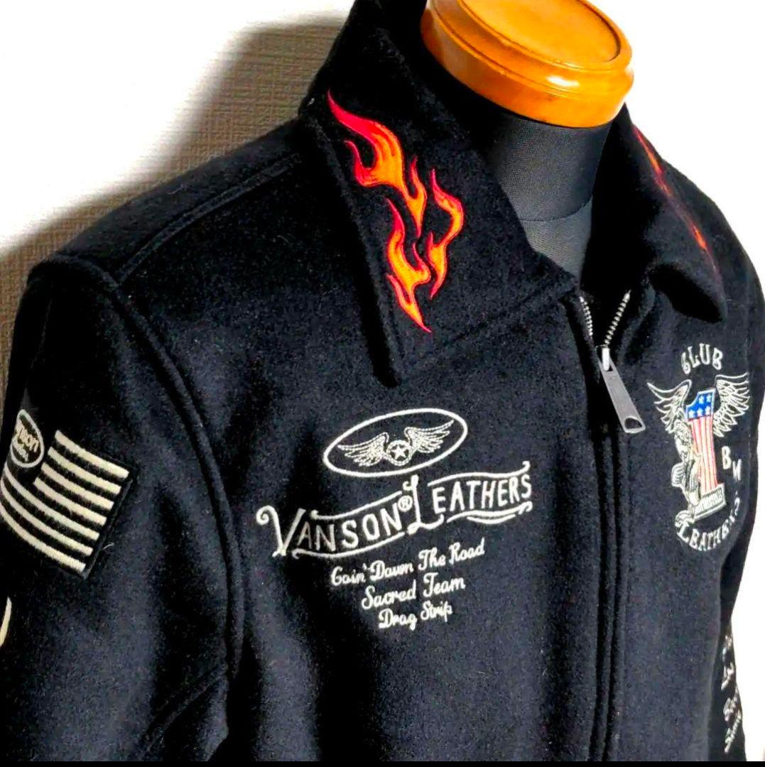 as15. VANSON ウールジャケット 黒 メンズLサイズ相当