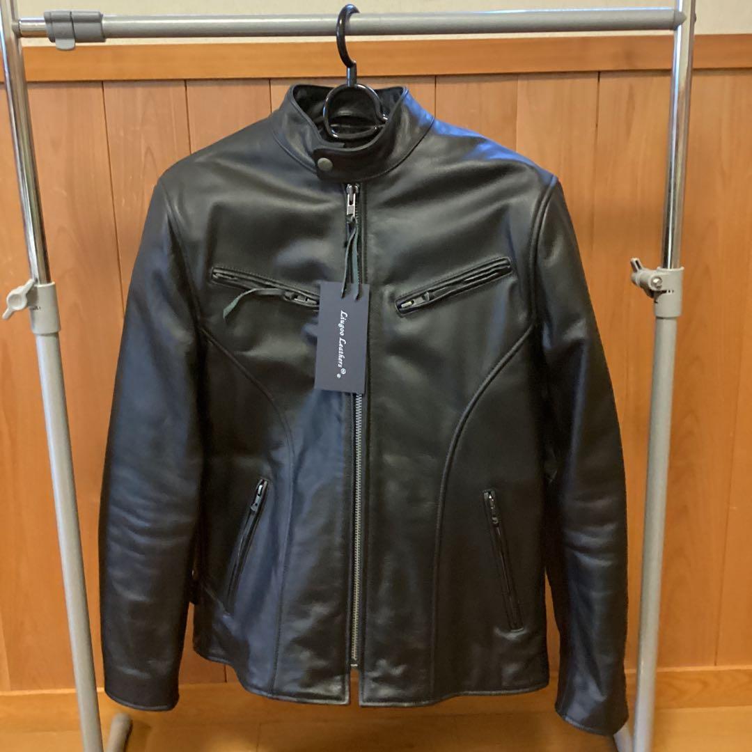 【美品】本革プロテクター付きシングルライダースジャケット　リューグーレザーズ