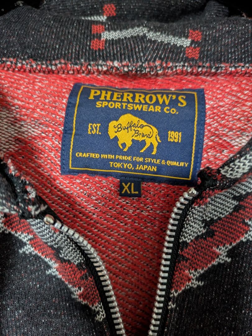 フェローズ　Pherrow's　ネイティブ柄　フルジップパーカー　総柄