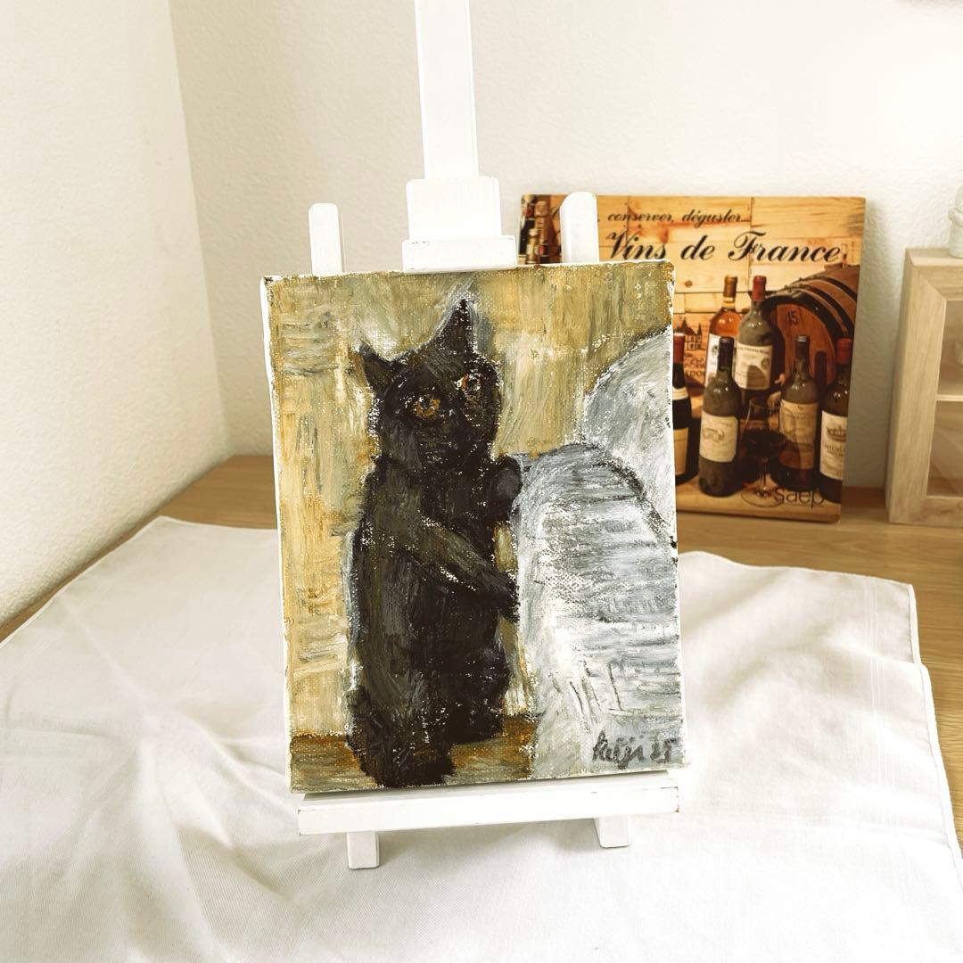 【ブラッキー】絵画 猫 Kuku