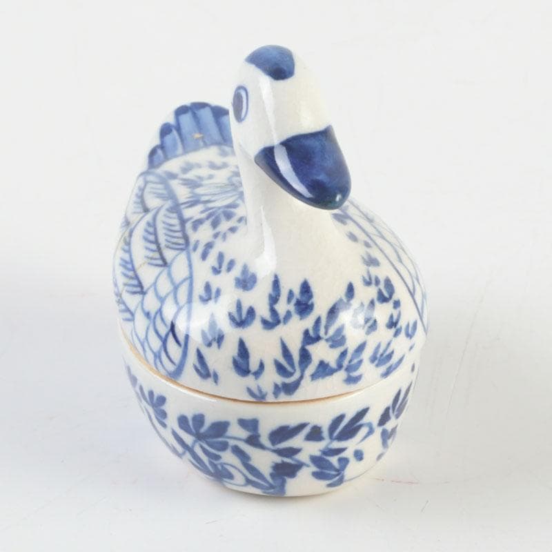 茶道具　染付　鳥形　香合　時代箱　V　9526