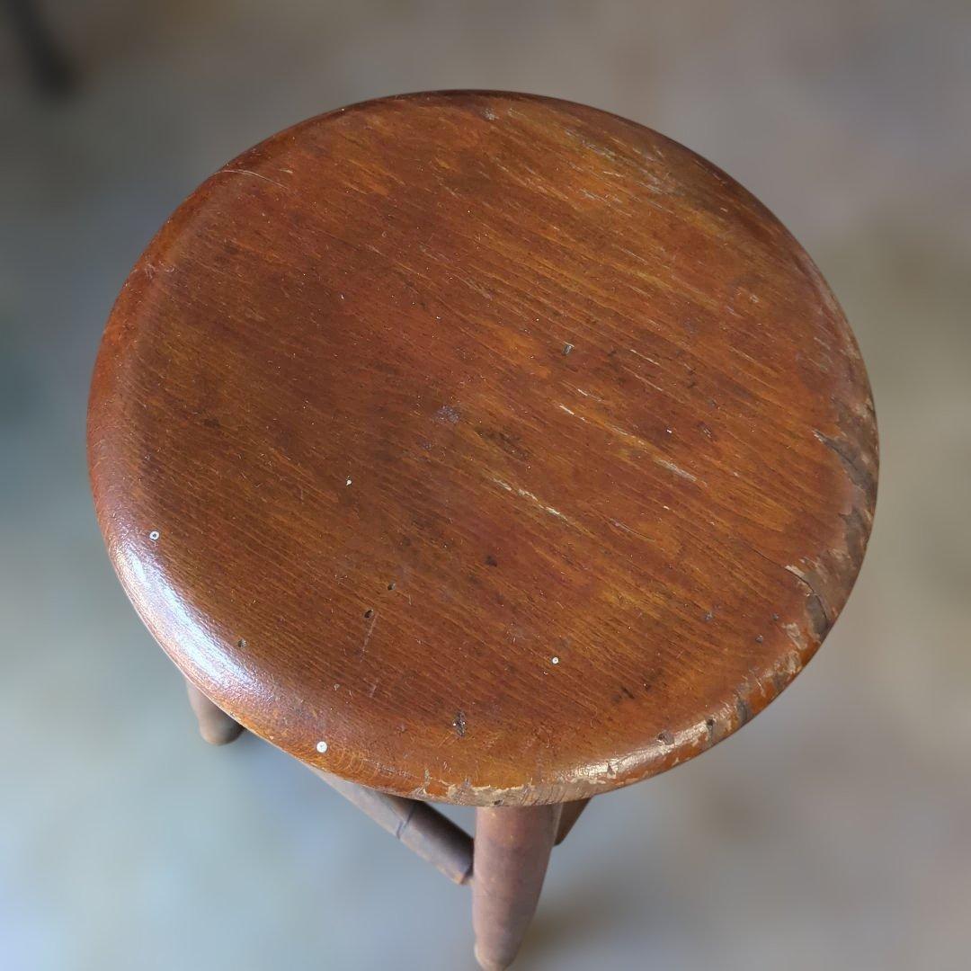 骨董　椅子　丸椅子　木製　スツール ブラウン アンティーク　イス
