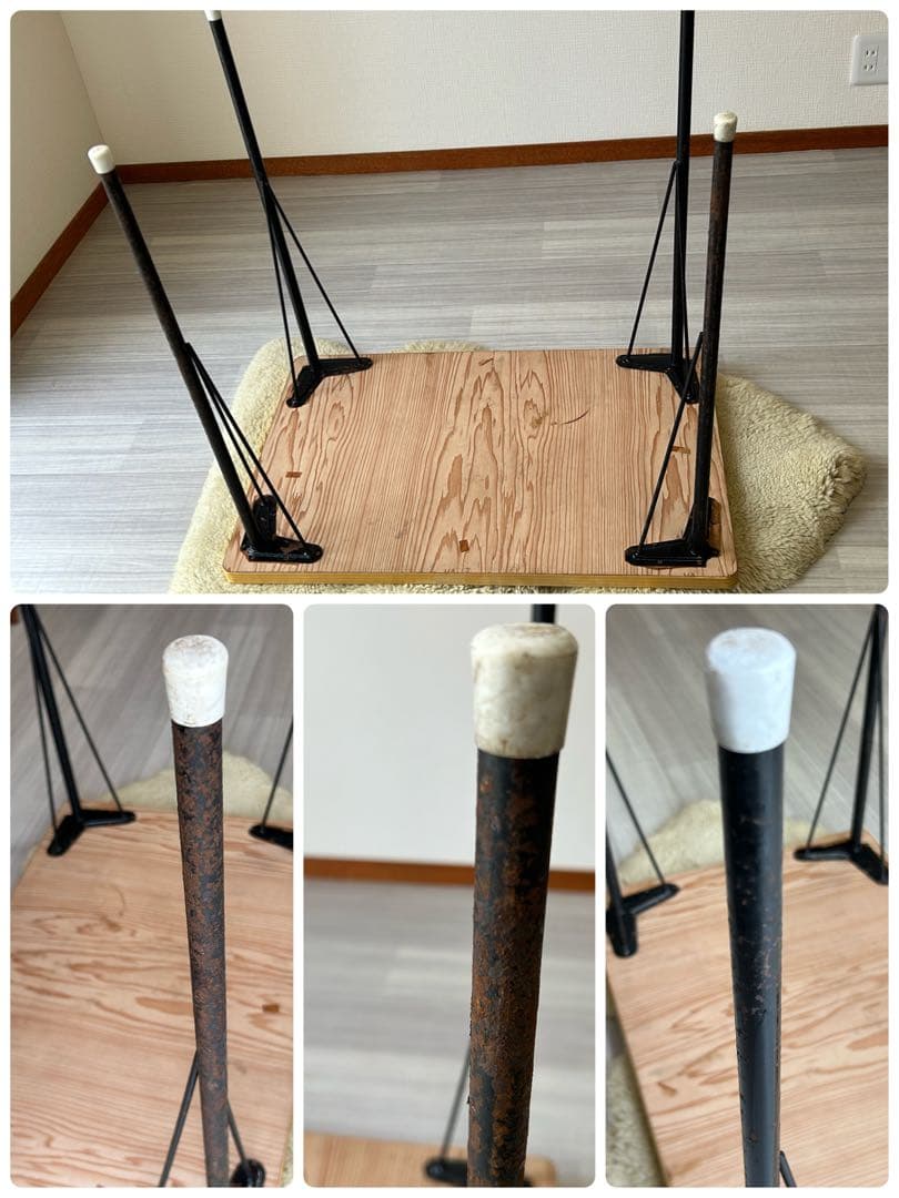 昭和レトロ　ポップ　花柄　鉄脚テーブル　ヴィンテージ　作業台　ダイニング　机