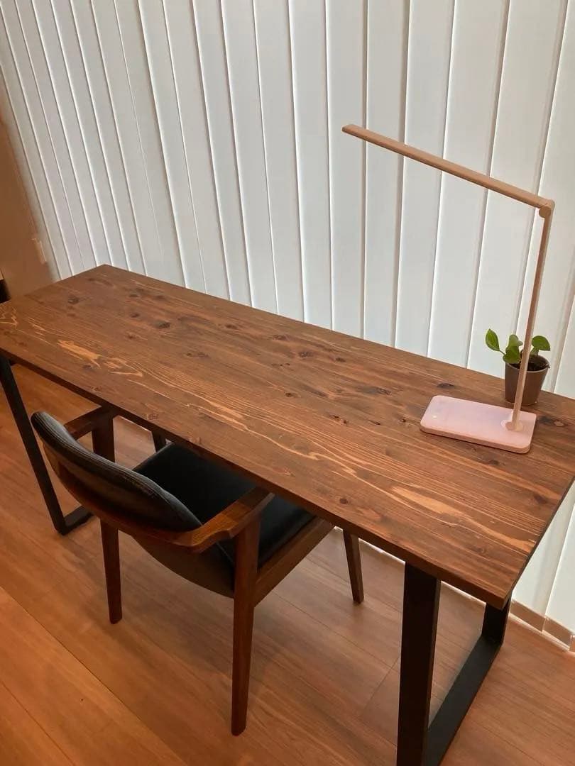 【新品★未使用】無垢材テーブル　学習机　デスク　長机　ウォールナット　アイアン