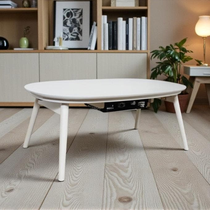 フォロー割【新品・訳あり】折れ脚こたつテーブル 90×50cm 楕円形