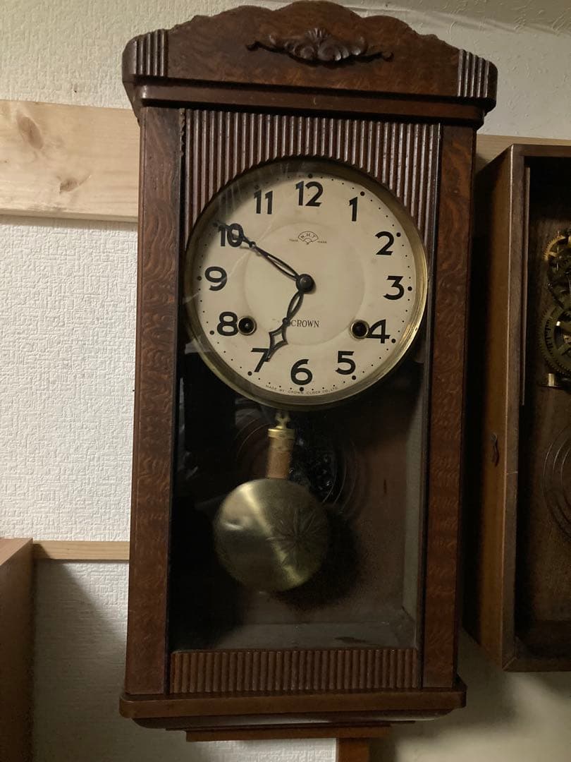 アンティーク柱時計 堀田時計 8日巻ボンボン時計稼働中