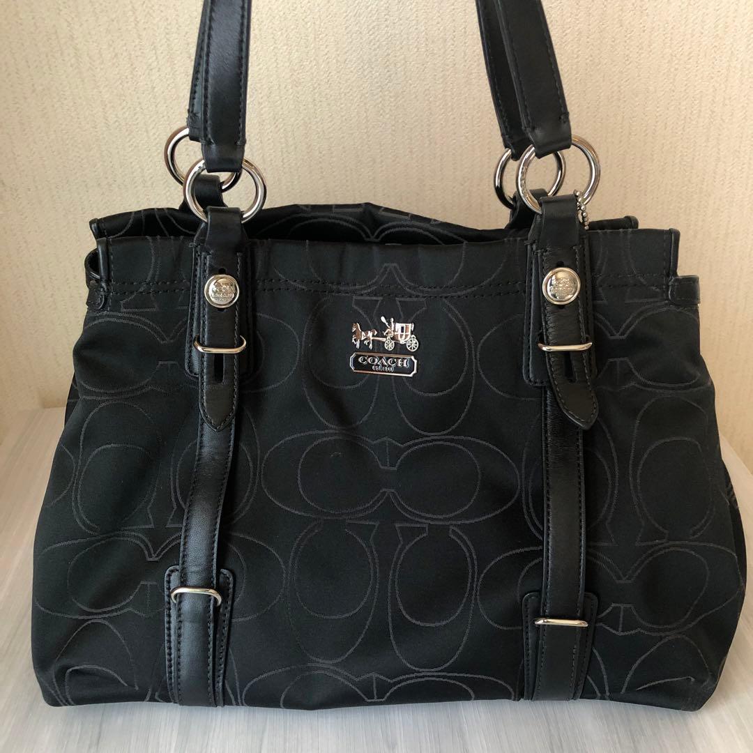 【美品】coach コーチ 黒 ナイロン バッグ