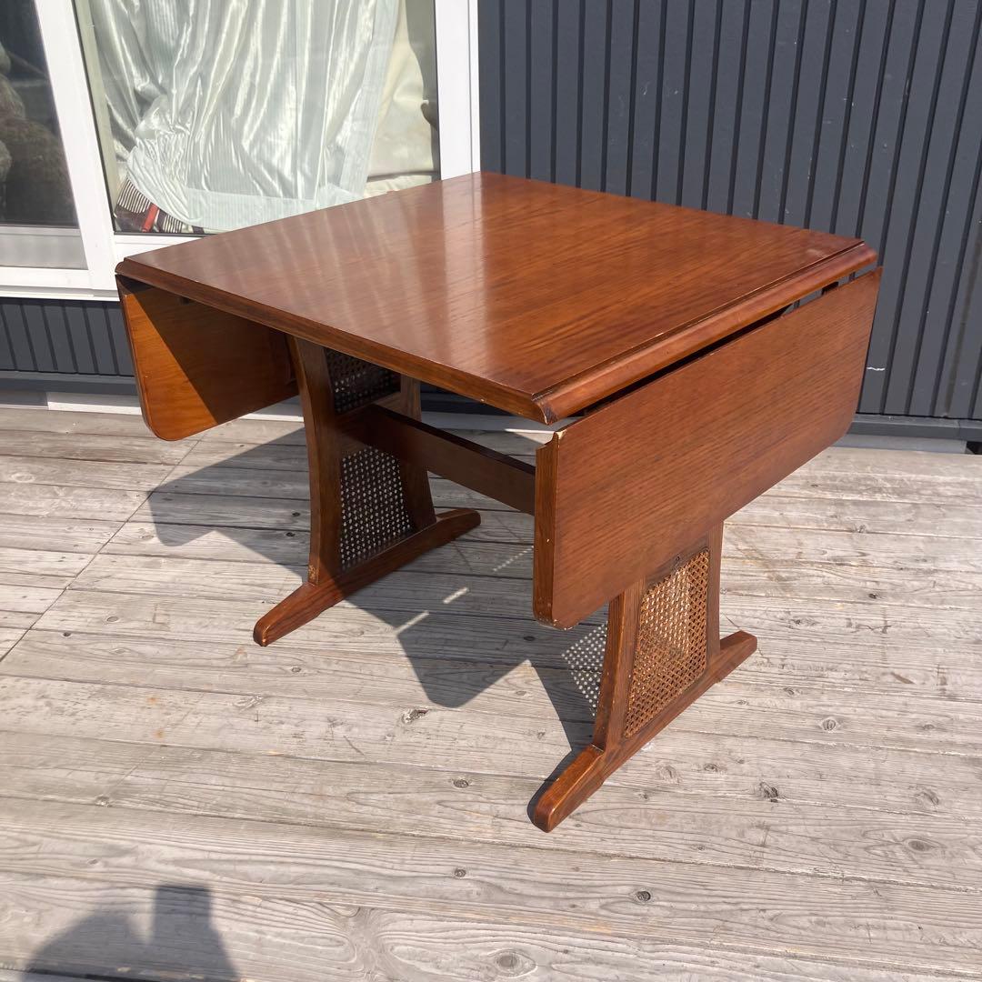 北欧レトロ 木製エクステンションテーブル 伸縮式ダイニングテーブル 古家具