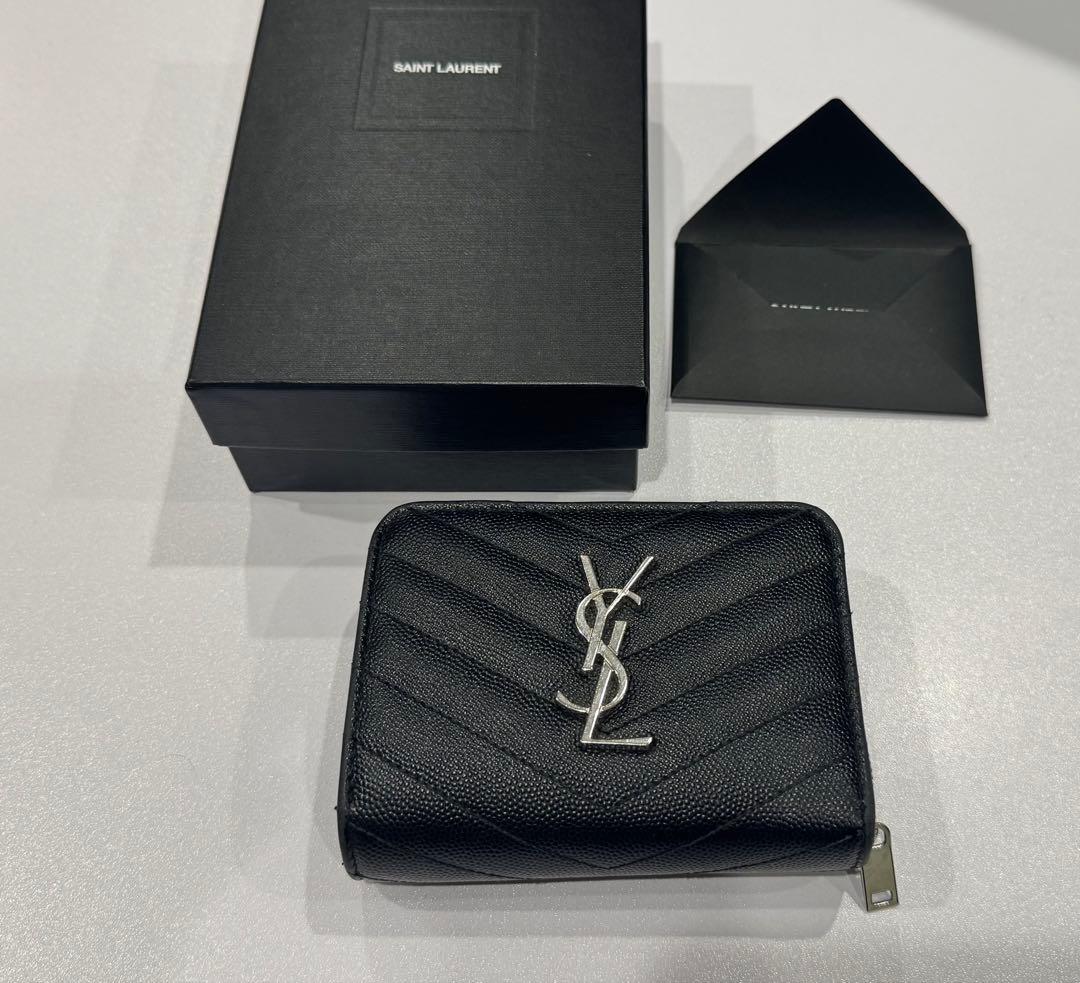 ★イヴサンローラン★YSL★ラウンドジップ 財布★二つ折り ブラック★