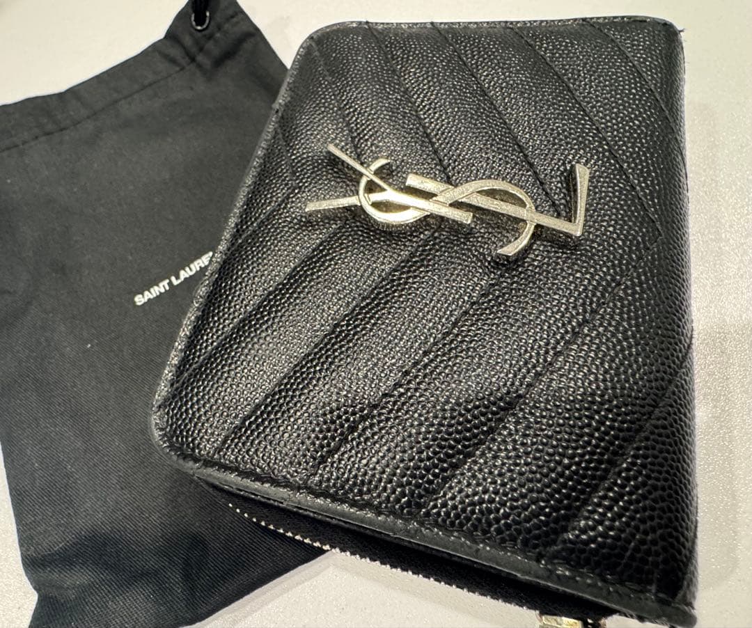 ★イヴサンローラン★YSL★ラウンドジップ 財布★二つ折り ブラック★