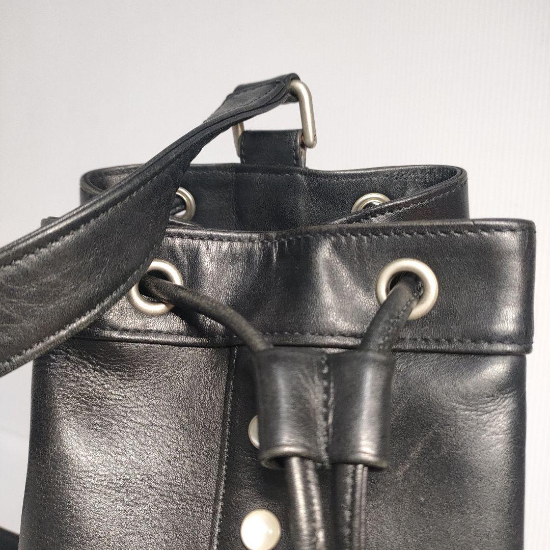 【美品✨️】agnes b.ボヤージュ　プレッションショルダーバッグ巾着　本革