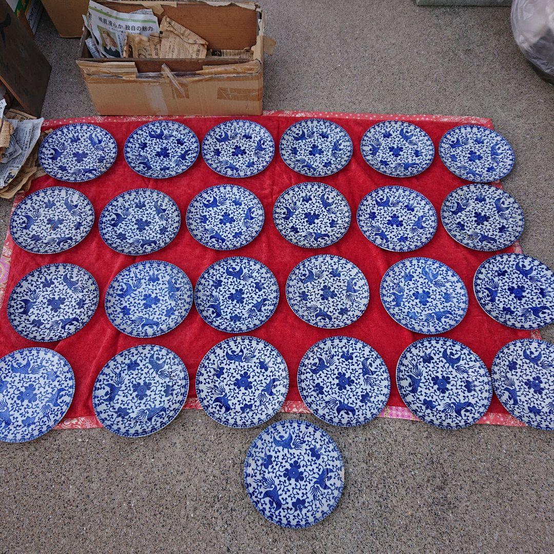 オールドノリタケ鳳凰皿唐草、染付皿