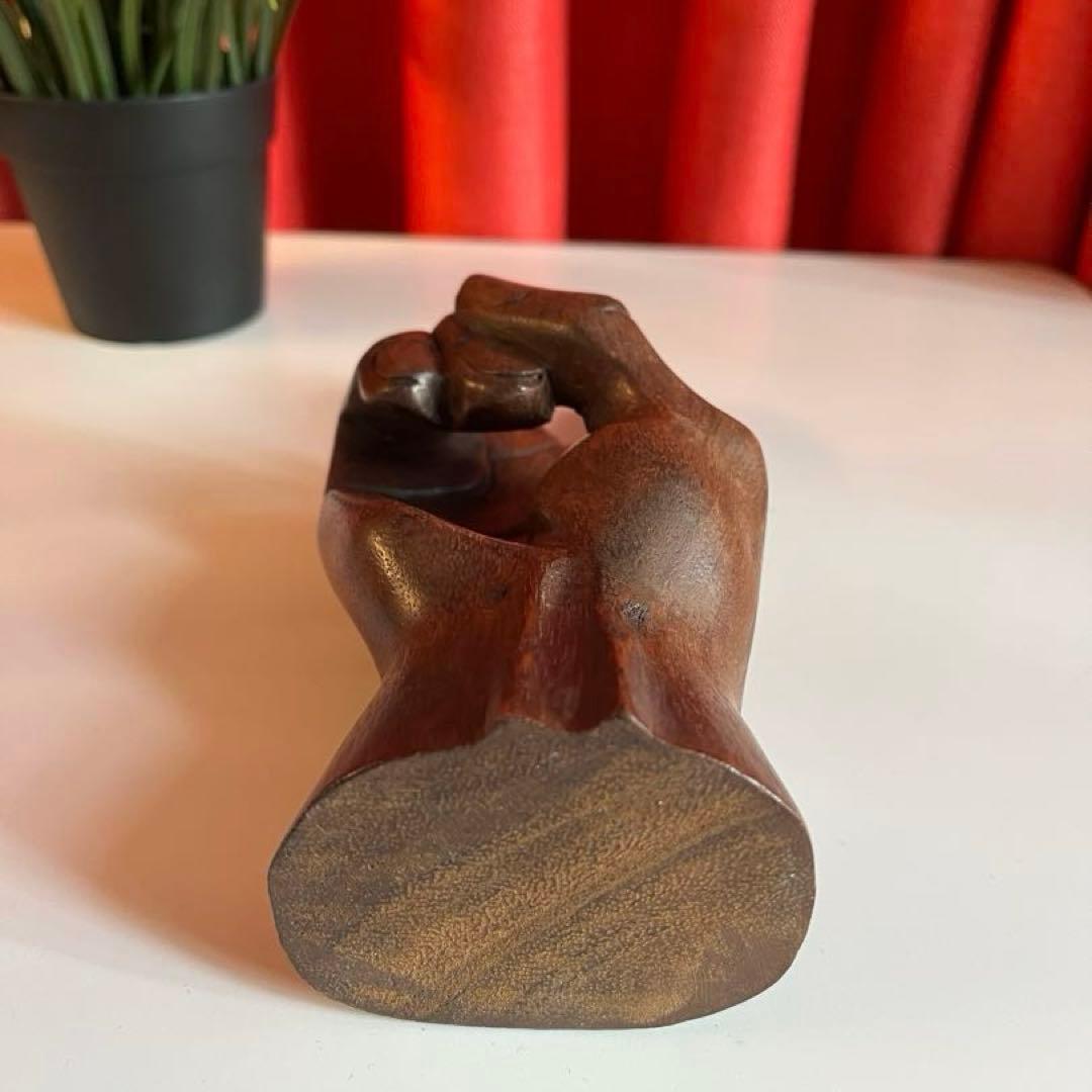 ヴィンテージ　木製　ハンド　ピースサイン　70'sアメリカ　彫刻　手　オブジェ