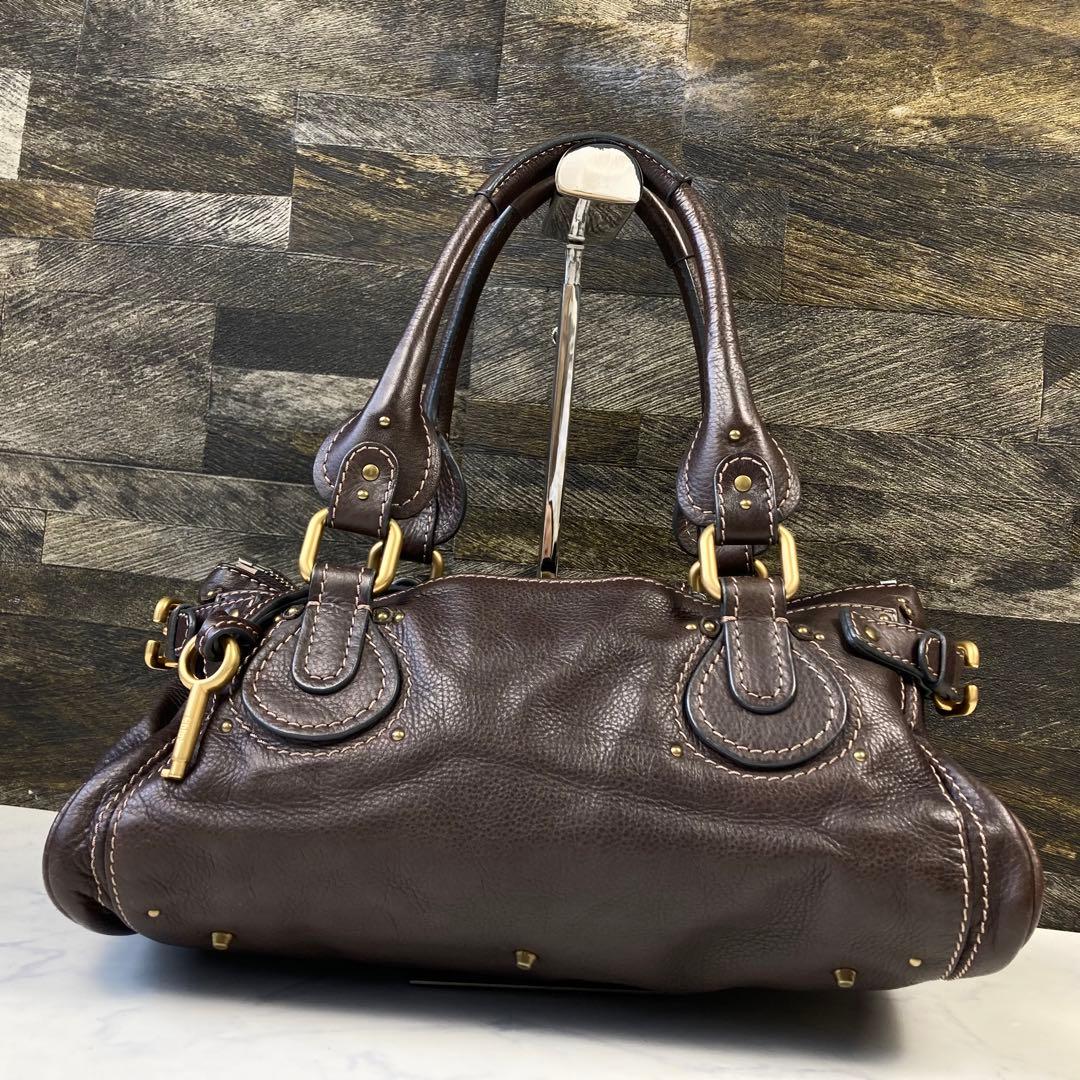 極美品 Chloe パディントン ハンドバッグ 南京錠 ダークブラウン レザー