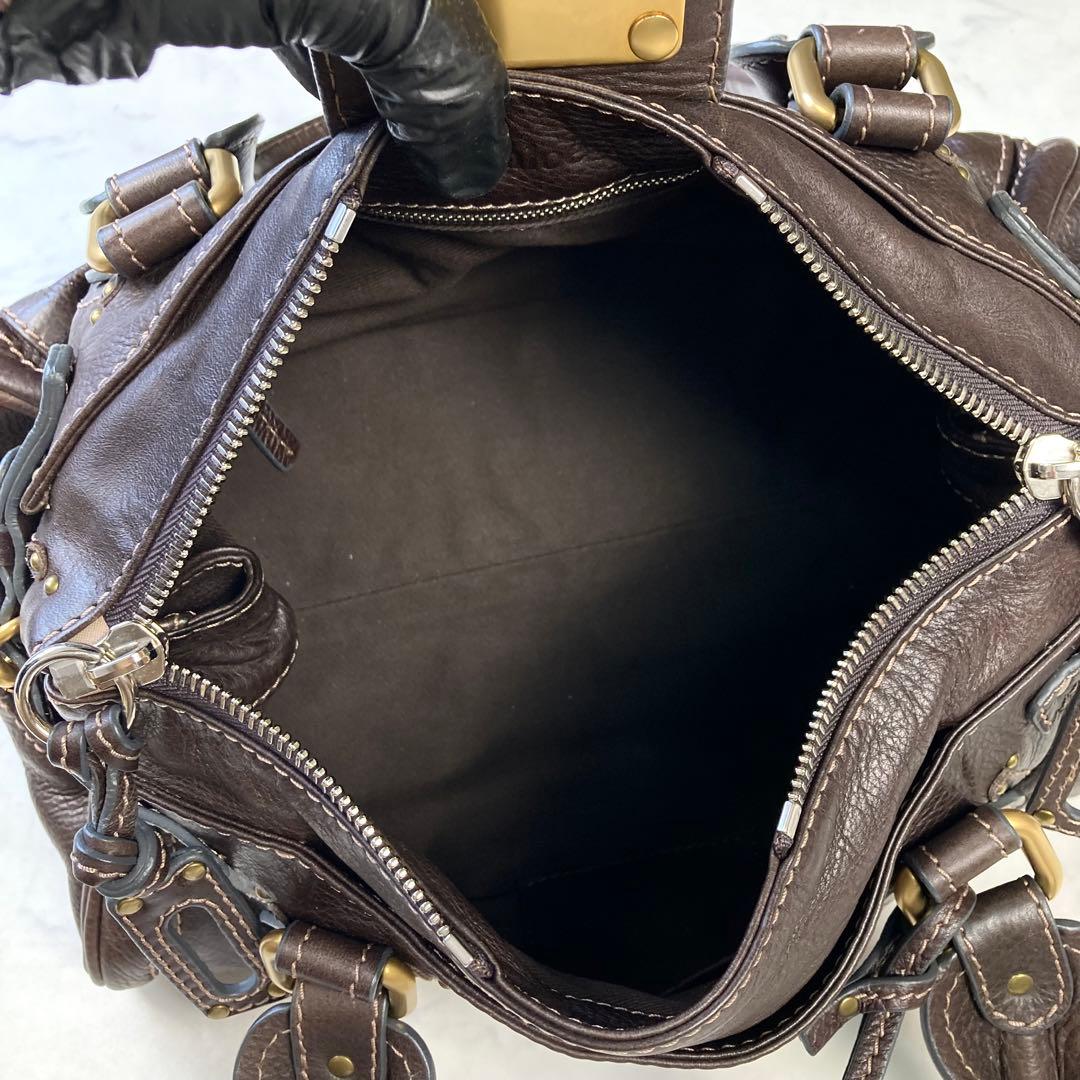 極美品 Chloe パディントン ハンドバッグ 南京錠 ダークブラウン レザー
