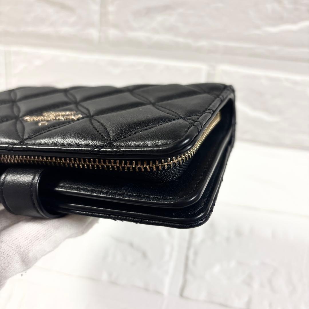 kate spade ケイトスペード 二つ折り財布 キルティング 黒 レザー
