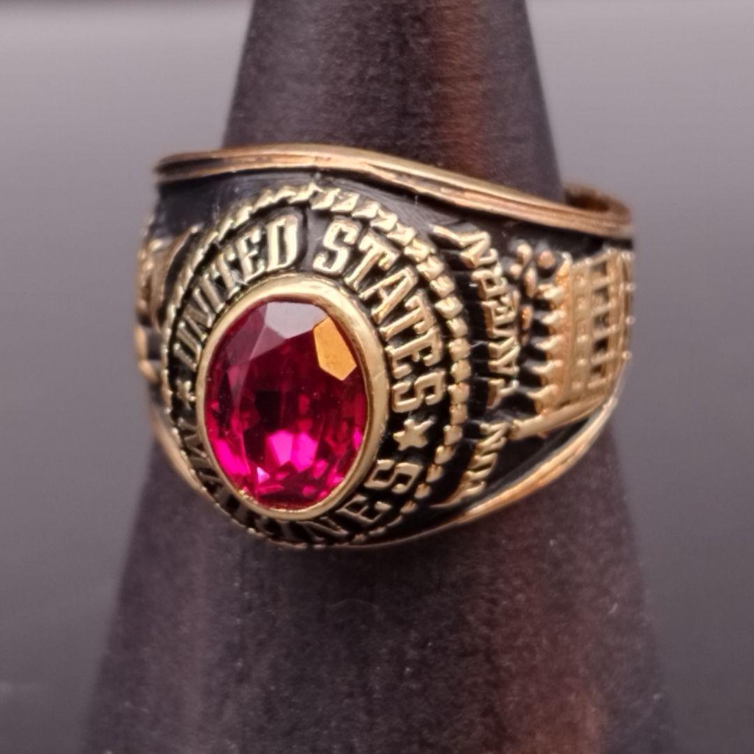 カレッジリング 18KT G.E. A.T.L. リング指輪 レッドストーン