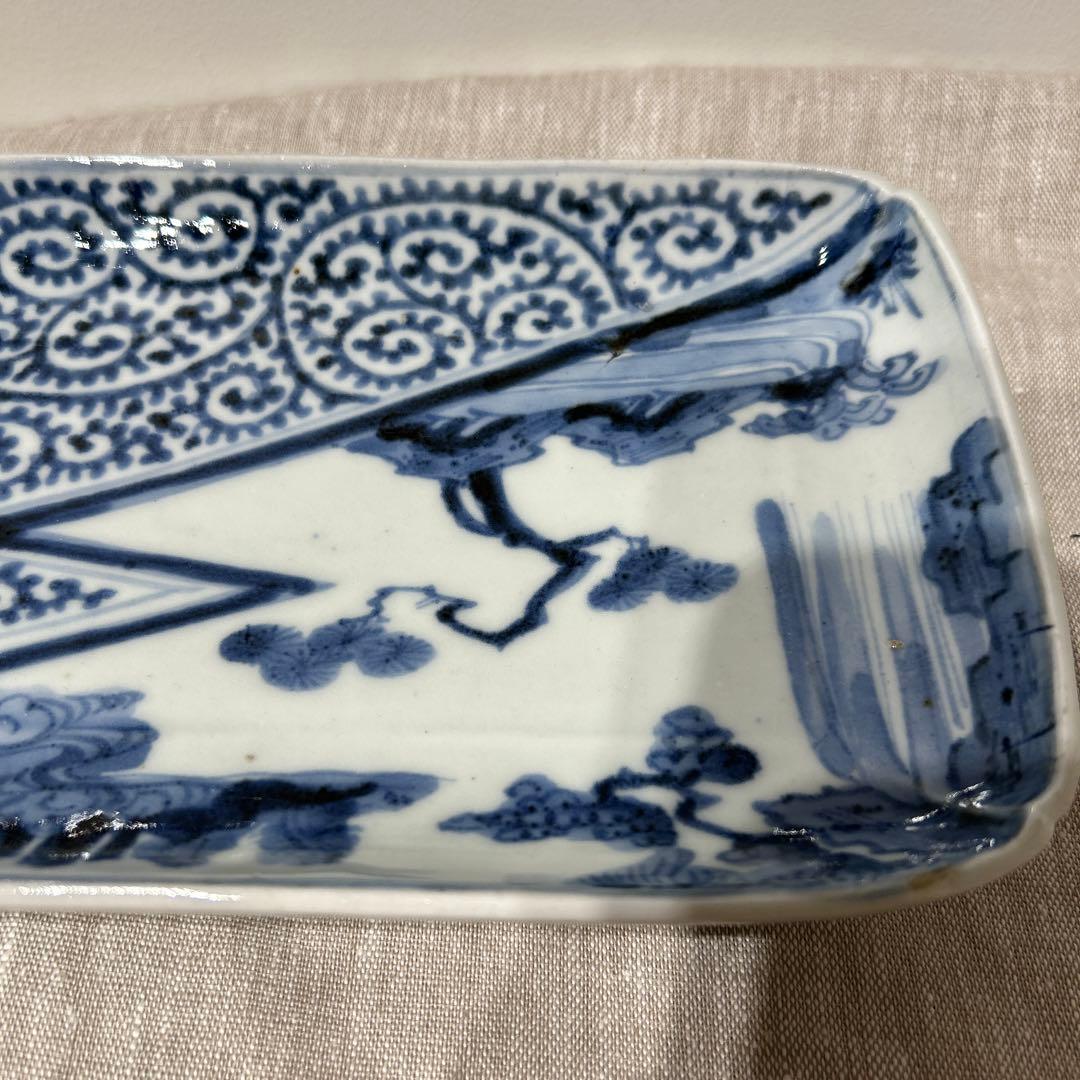 元禄時代　古伊万里　角皿　富貴長春5枚セット　完品