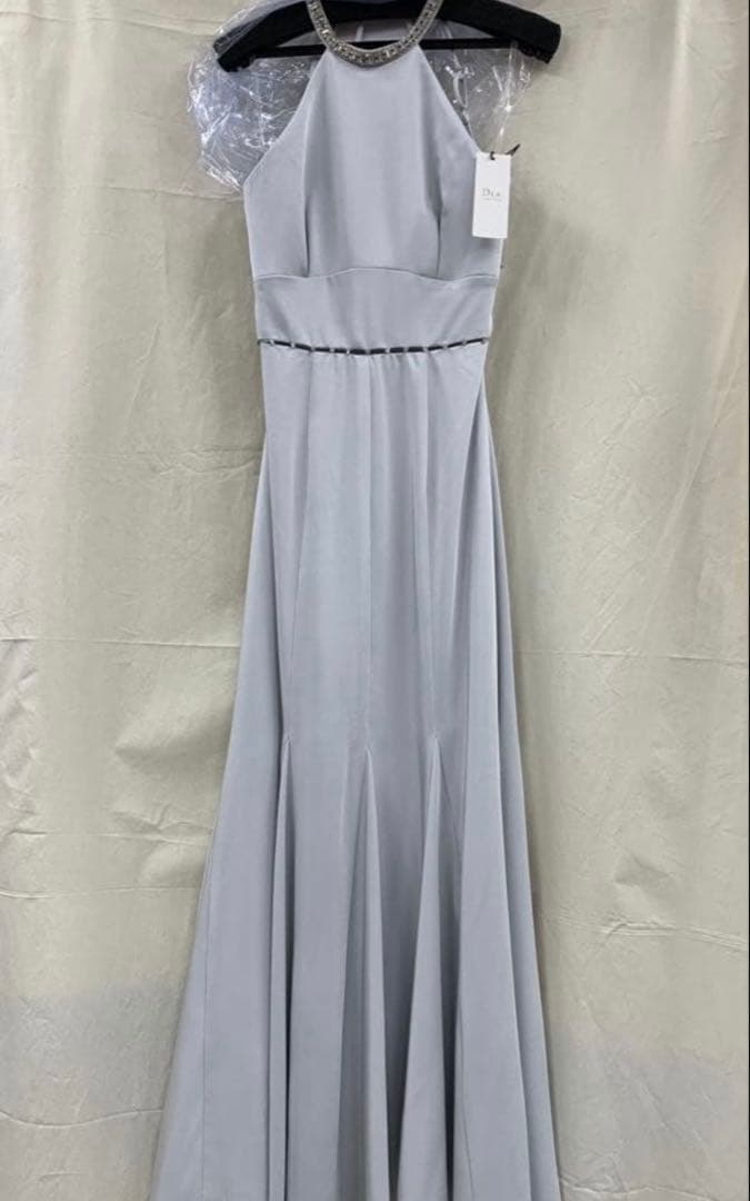 バックオープン マキシドレス ライトブルー