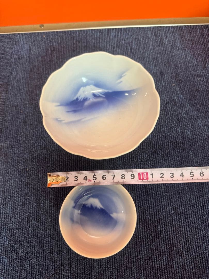 1701  深川製磁　富士山　花型皿3客　丸皿5客