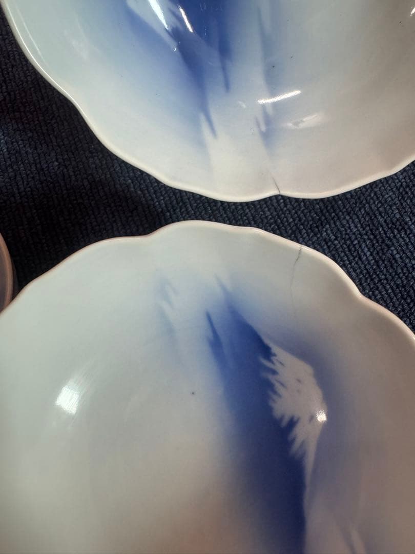 1701  深川製磁　富士山　花型皿3客　丸皿5客