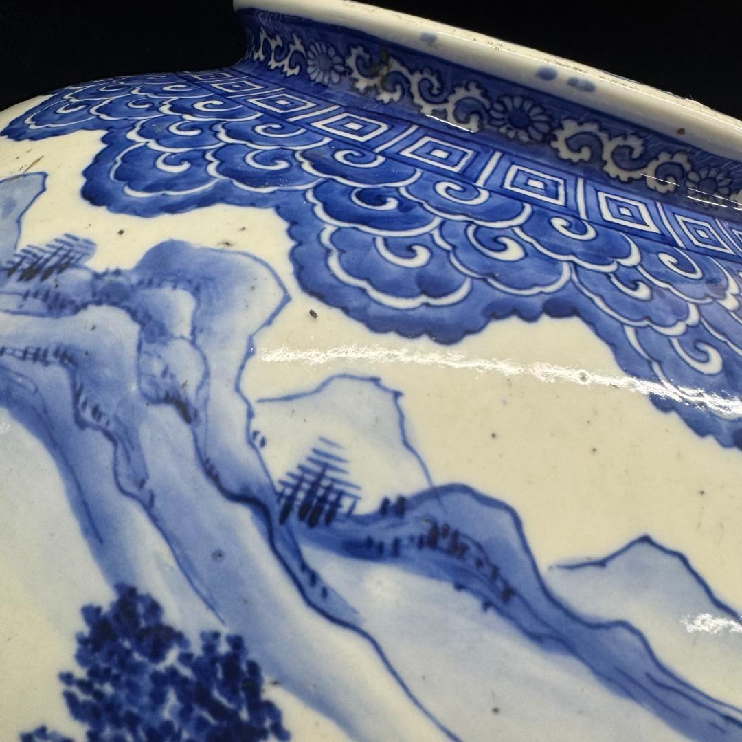 希少！肥前有田　金作製　花瓶　　名工　大正時代　時代物染付 山水青花