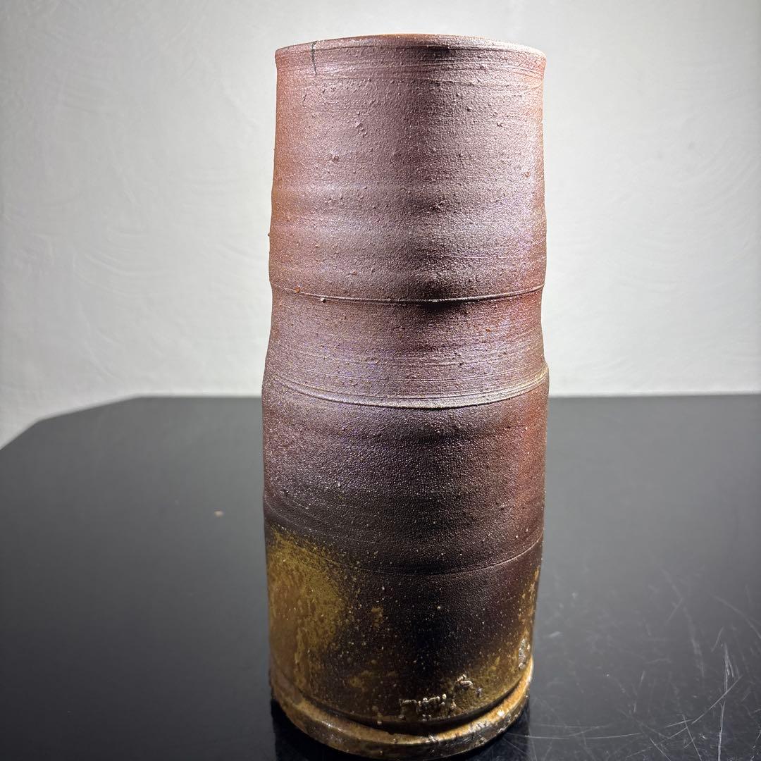 真作　人間国宝　藤原雄　備前花入　高さ約24センチ