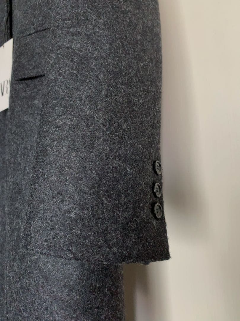 新品タグ付き【ZARA ザラ】ウールチェスターコート★チャコールグレー系★XS