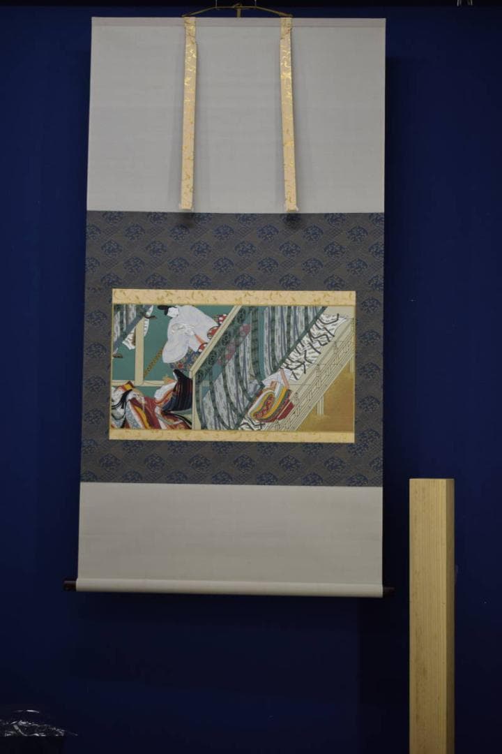 複製/作者不明/大和絵/人物出産図/横物/工芸/布袋屋掛軸HJ-326