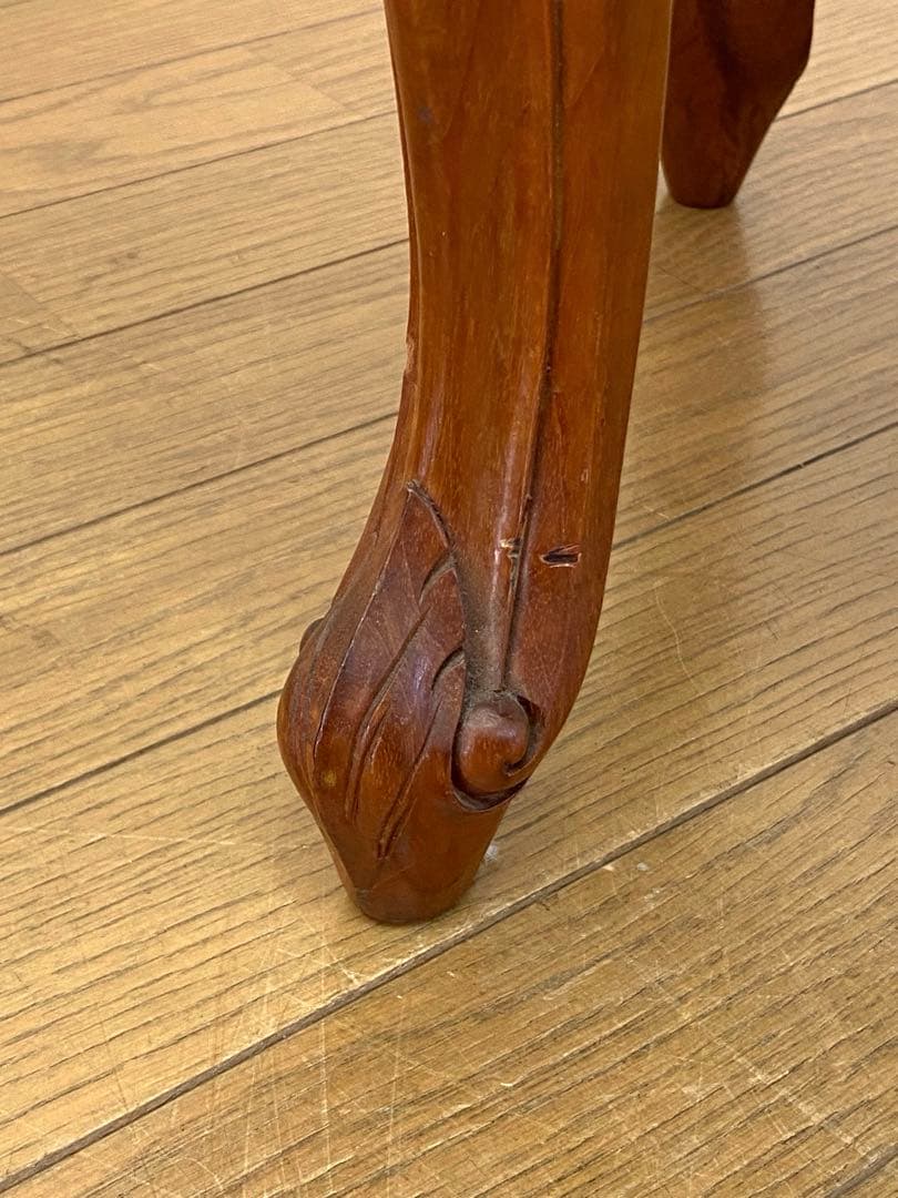 アンティーク レトロ オットマン スツール 猫脚 木製 彫刻