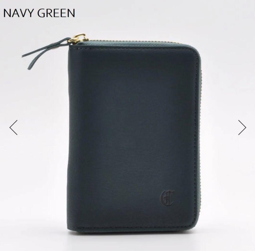 未使用 クレドラン2つ折り財布 ネイビーグリーン