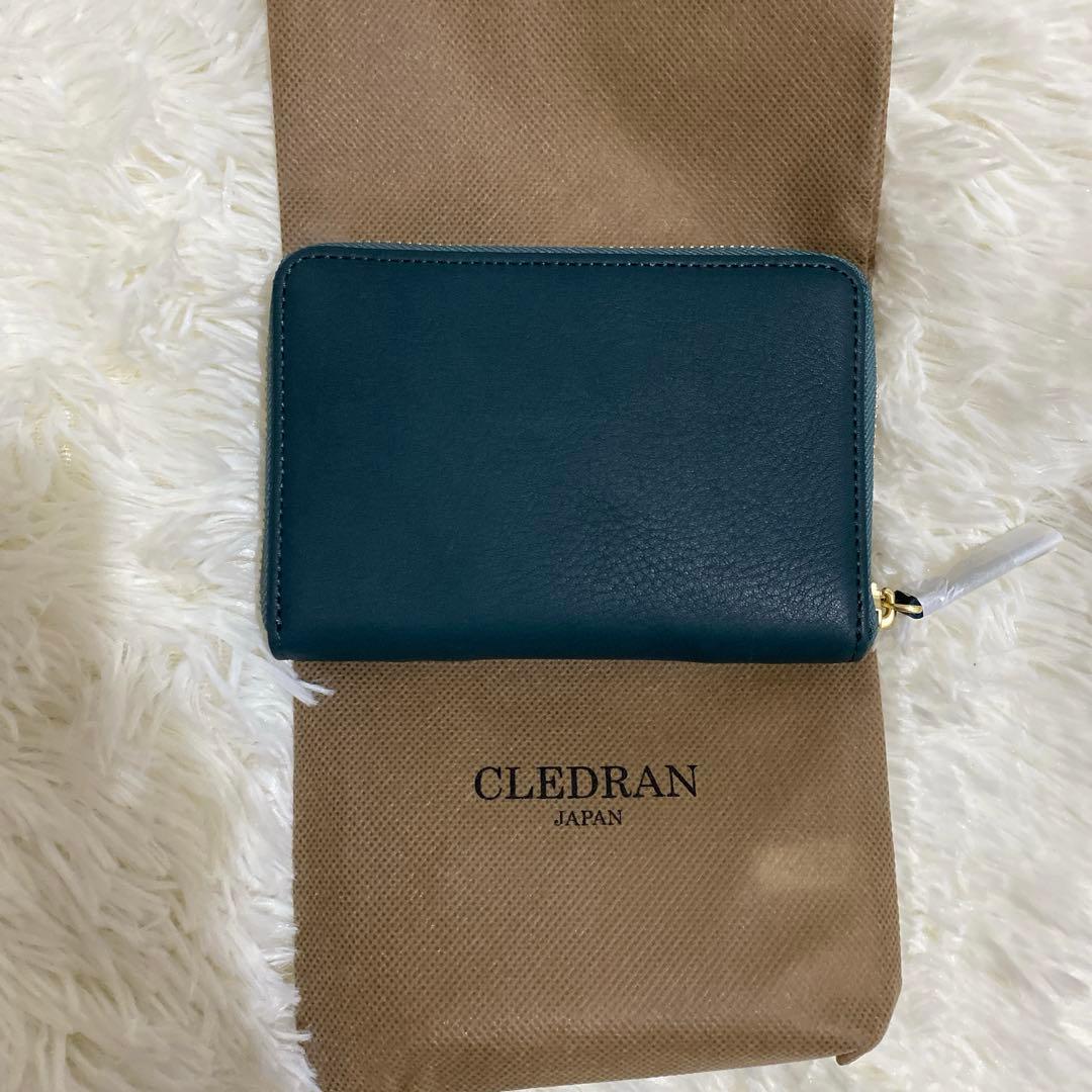 未使用 クレドラン2つ折り財布 ネイビーグリーン