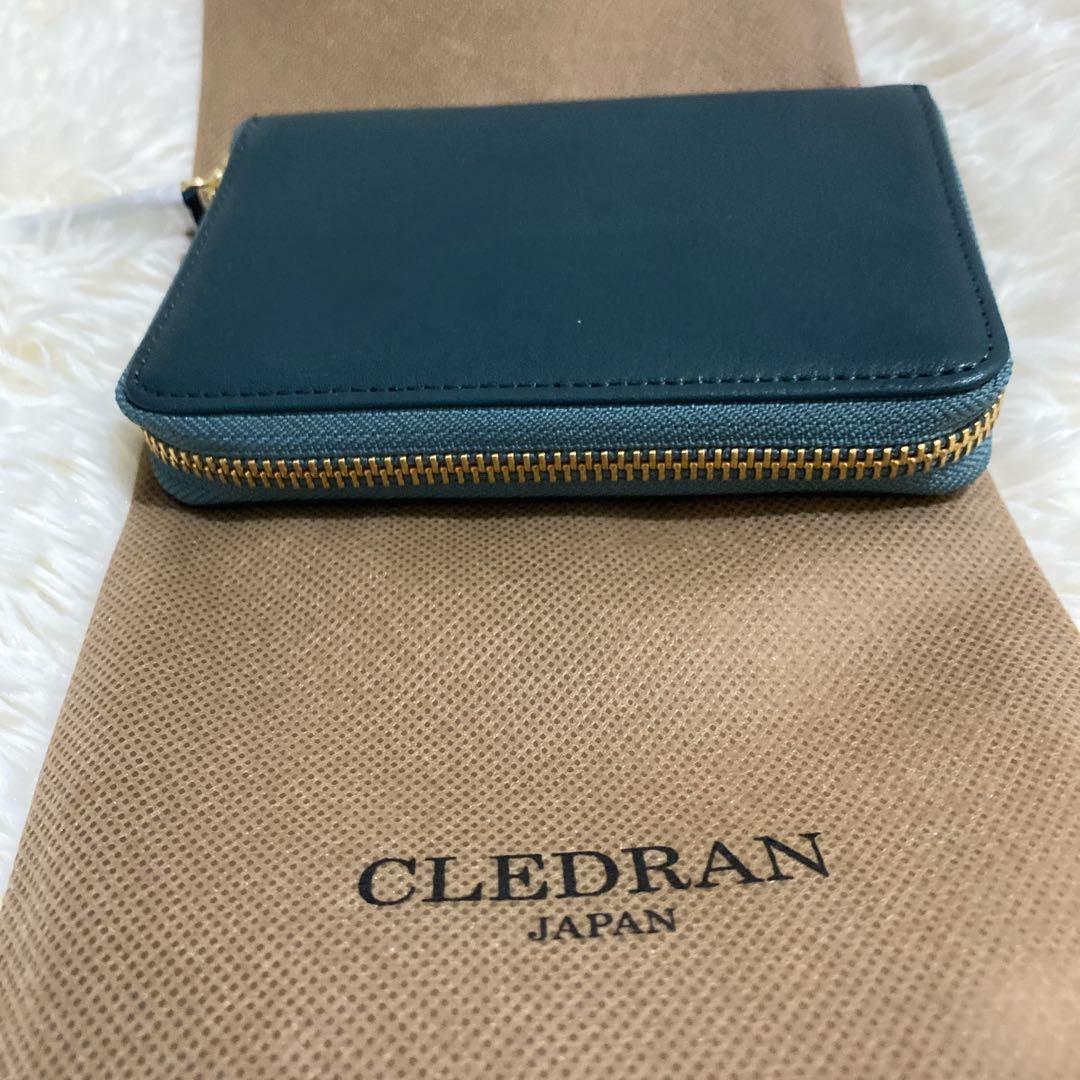 未使用 クレドラン2つ折り財布 ネイビーグリーン