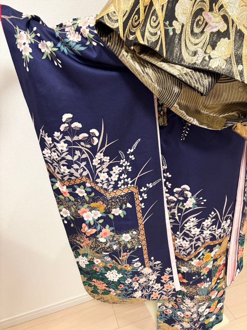 振袖フルセット 紺青 四季花 sMH2512135