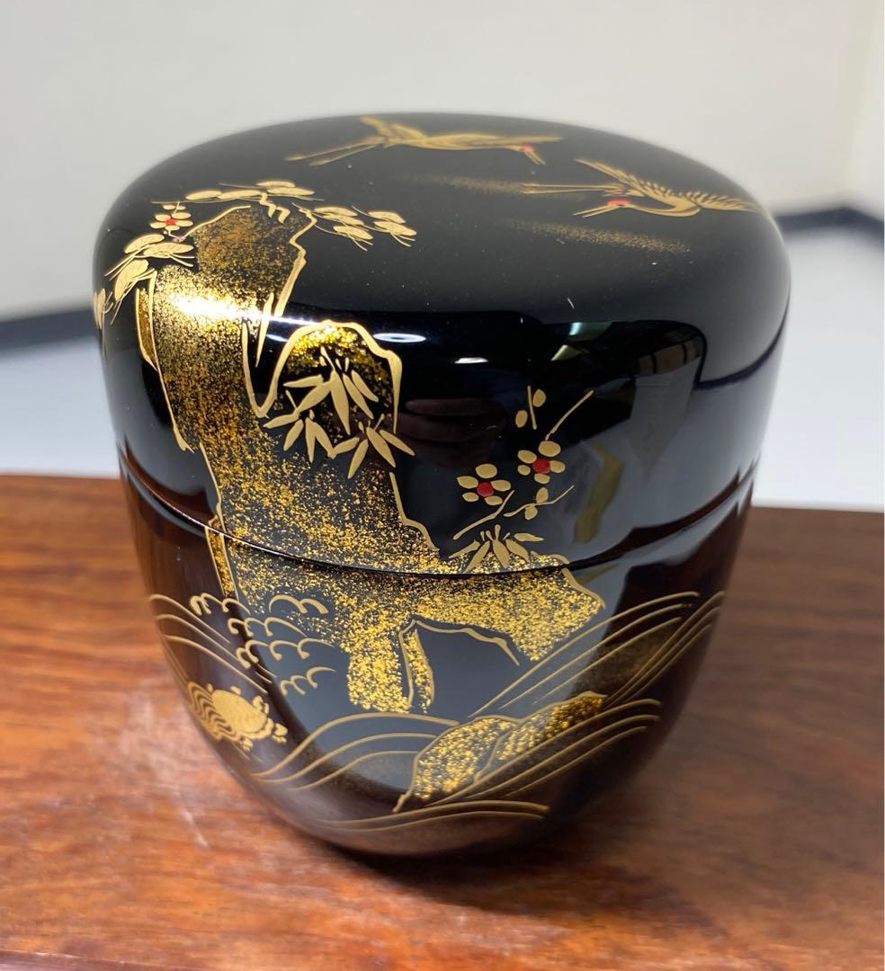 【茶道具】弘峰造　蓬莱山蒔絵　大棗（共箱）