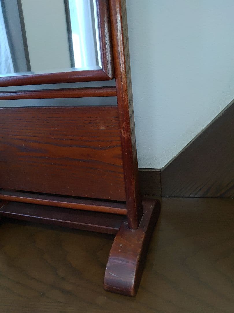 伝統工芸　江戸指物　姿見　鏡　面取り鏡　ミラー　スタンドミラー　アンティーク