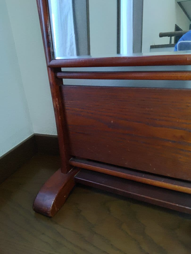 伝統工芸　江戸指物　姿見　鏡　面取り鏡　ミラー　スタンドミラー　アンティーク